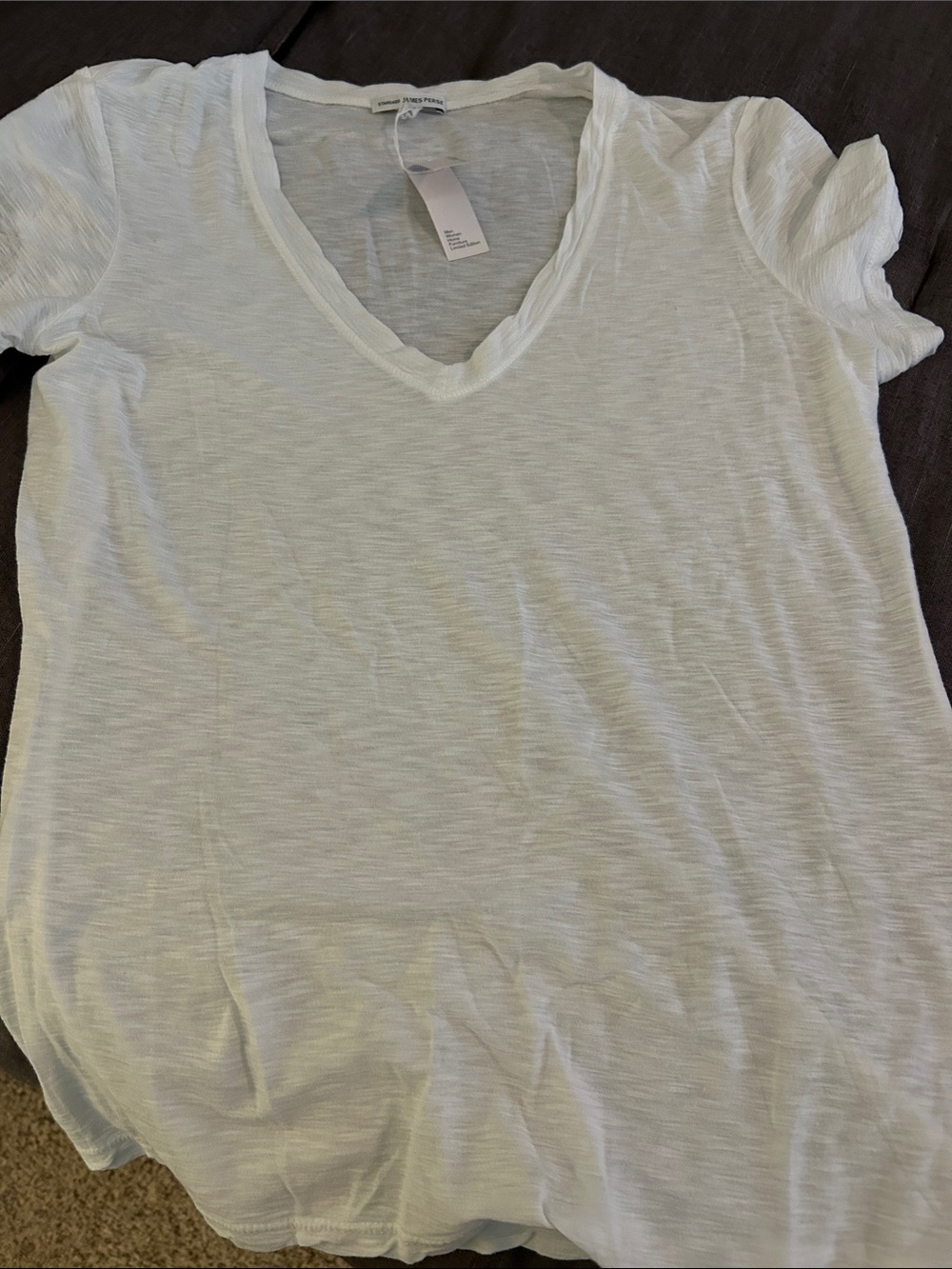 James Perse White Slub V-Neck Short Sleeve Tee